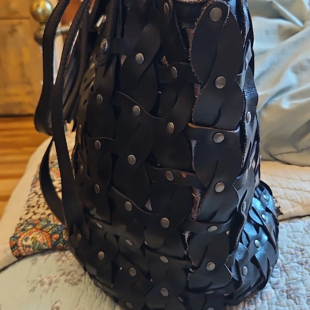 PATRICIA NASH Black Twisted Braid Mizzana Bag Used But Still Stunning! - Picture 7 of 12